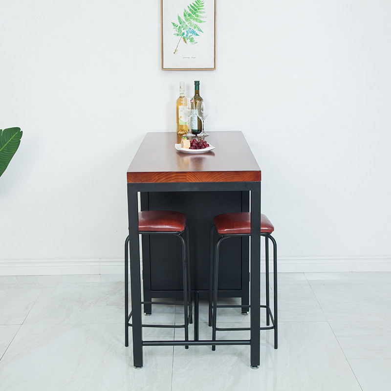 厨房中岛台餐边桌实木料理台置物桌操作台铁艺简约家用乡村备餐桌