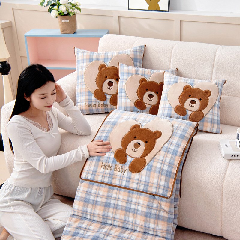 全棉抱枕被二合一卡通车载靠垫办公室沙发午睡两用折叠枕头空调被