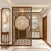 新中式 屏风隔断客厅入户门玄关全实木花格镂空办公室遮挡座屏定制