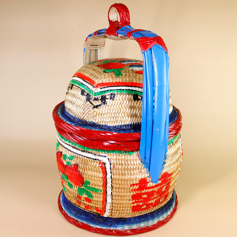 潮汕婚嫁娶结婚喜庆用品竹制品纯手工彩绘花篮潮州竹艺迷你竹篮子