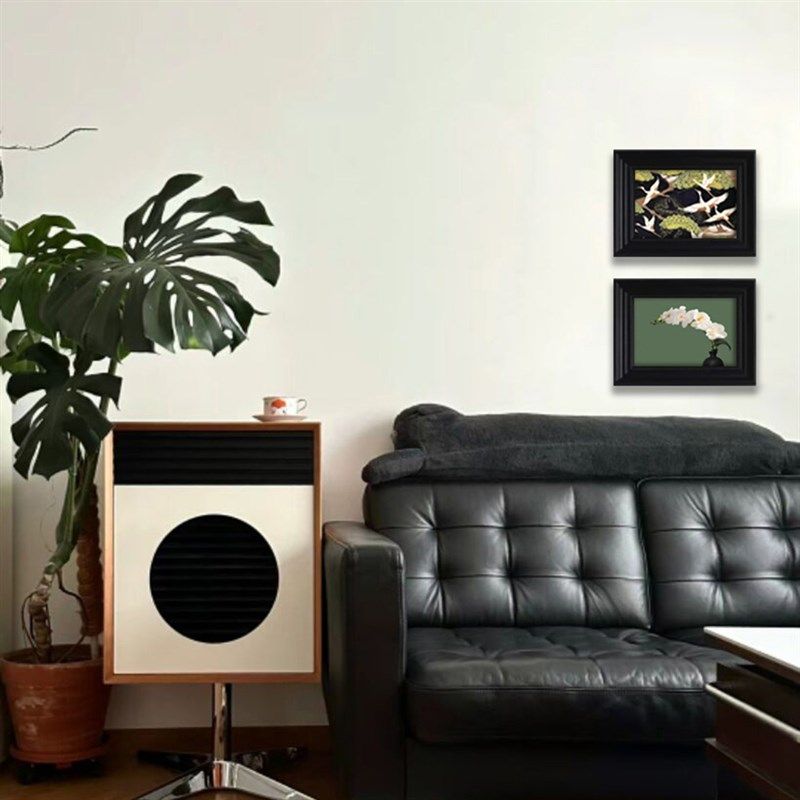 中古风沙发背景墙装饰画高级感黑色框法式壁画客厅书房咖啡厅挂画