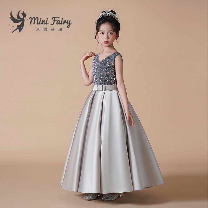 儿童晚礼服女童钢琴演出生日亮片公主裙小提琴演奏主持人舞台表演