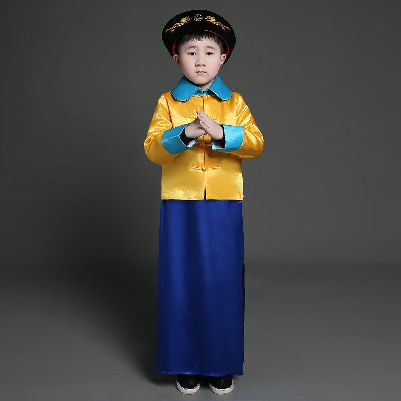 男童古装清朝皇帝御前带刀护卫小男孩古代官兵侍卫舞台表演出服装