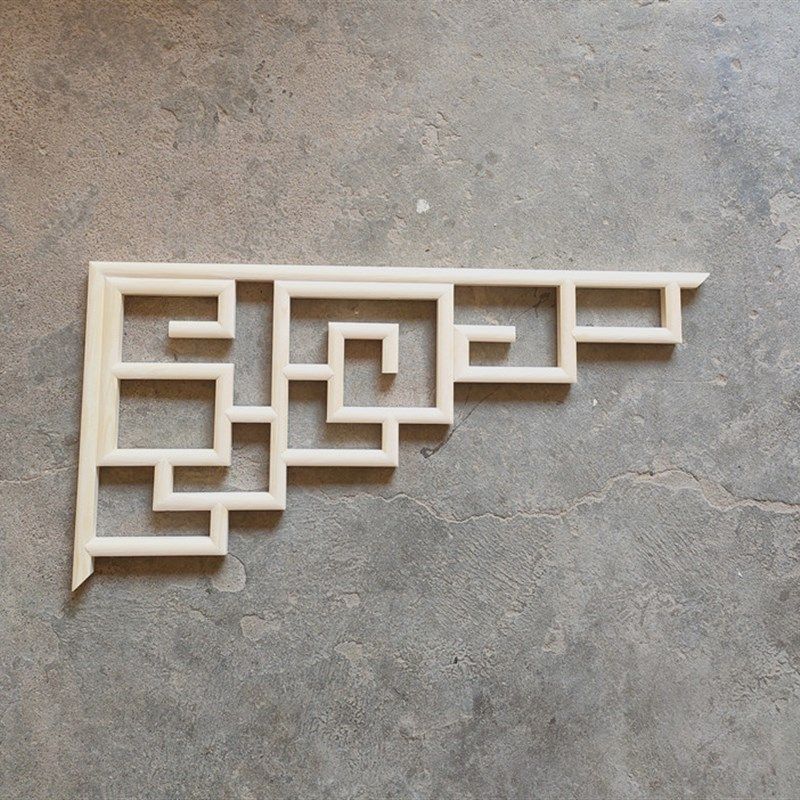 实木角花新中式吊顶隔断背景墙花窗花格东阳木雕客厅松木花角装饰