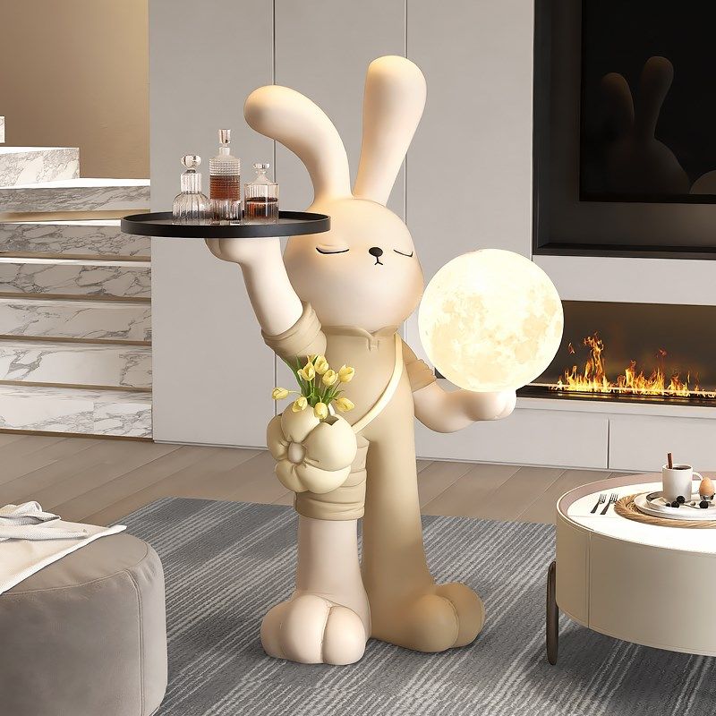 高级感兔子大型客厅落地摆件装饰品电视柜旁沙发边几灯乔迁礼物,家居饰品,落地摆件,淘宝优惠券,粉丝福利购,淘宝优惠卷