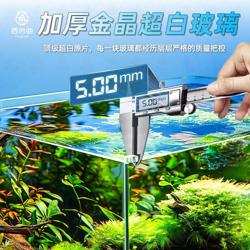 超白玻璃鱼缸小型客厅桌面长方形斗鱼金鱼乌龟缸造景养鱼生态草缸