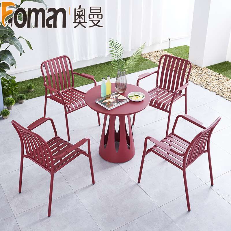 户外庭院花园阳台休闲桌椅室外露天咖啡厅奶茶店全铝合金桌椅