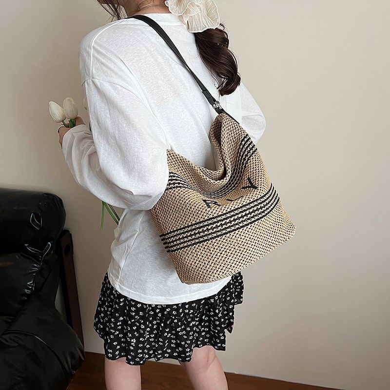 编织大包包女新款草编慵懒风手提单肩大容量腋Q下包斜挎沙滩水桶,箱包皮具/热销女包/男包,水桶包,淘宝优惠券,粉丝福利购,淘宝优惠卷