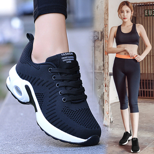 中年运动鞋女鞋新款妈妈女款网面黑色春秋透M气球鞋软底鞋子休闲
