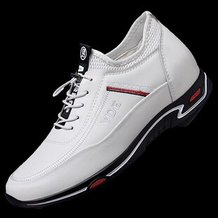 男士增高鞋隐形内增高男鞋6cm透气夏天休闲小白鞋增高8c.m白色皮