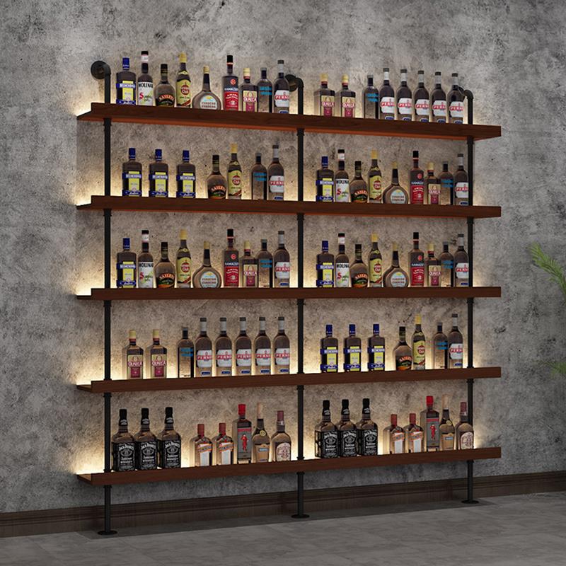 酒吧落地架多g层架饭厅靠墙置物架红酒啤酒洋酒发光吧台铁艺展示