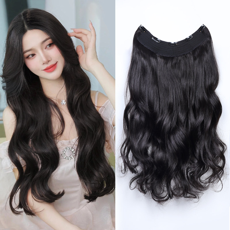 假发片一片式发片j真发大波浪卷发女增发量蓬松全真人发无痕接发