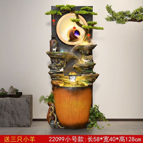 中式水幕墙流水屏风假p山鱼缸循环水造景别墅庭院公司落地水景摆