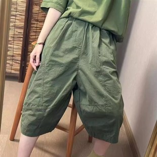 新款 七B分裤 夏季 高品质包边水洗薄款 女宽松大码 简约百搭阔腿裤