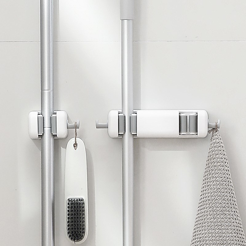 卫生间门后拖把收纳夹子免打孔壁挂式拖把置物配件多功能扫把挂钩