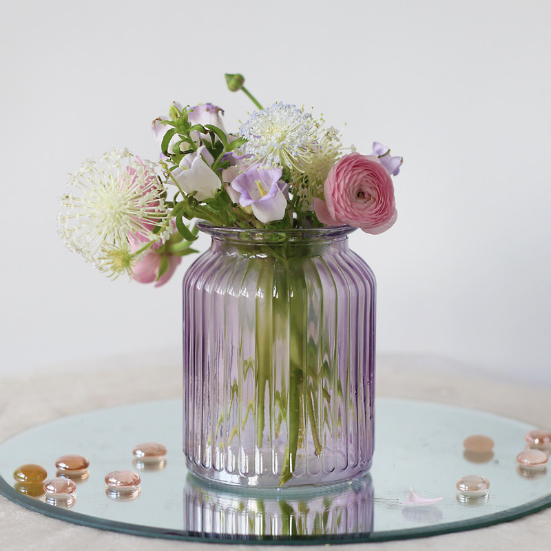 欧式紫色浮雕玻璃花瓶复古宫廷风小号清新仙女风民宿装饰拍照道具,家居饰品,花瓶,淘宝优惠券,粉丝福利购,淘宝优惠卷