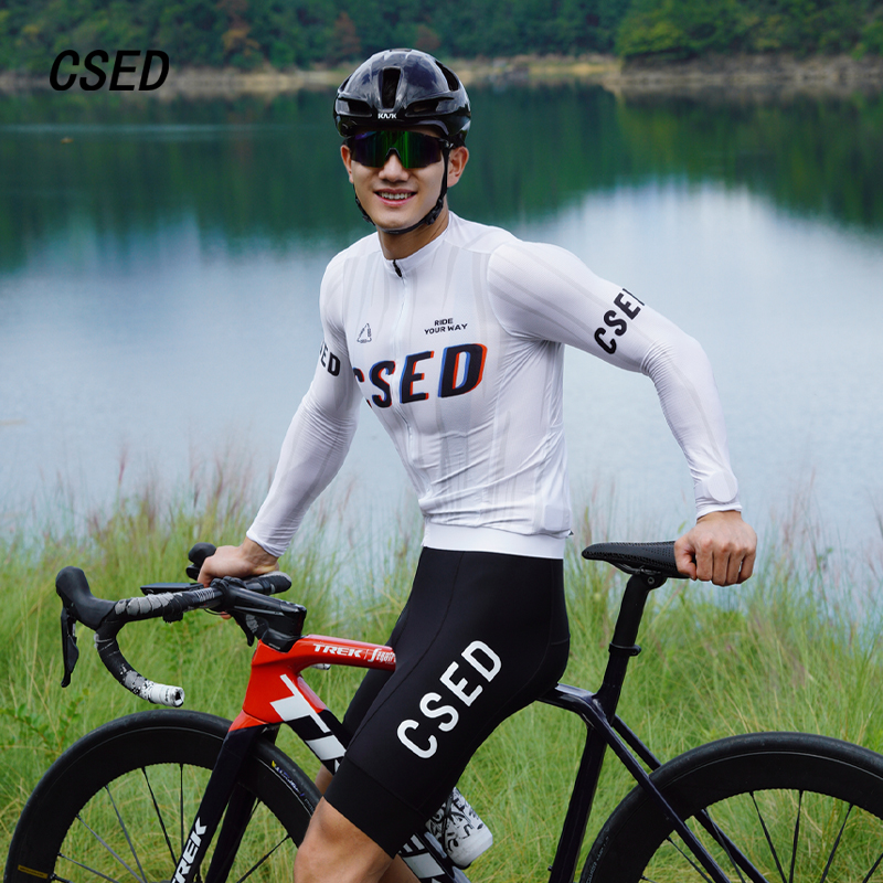 CSED春秋骑行服男款长袖2024新款轻薄经典时尚显瘦透气自行车上衣