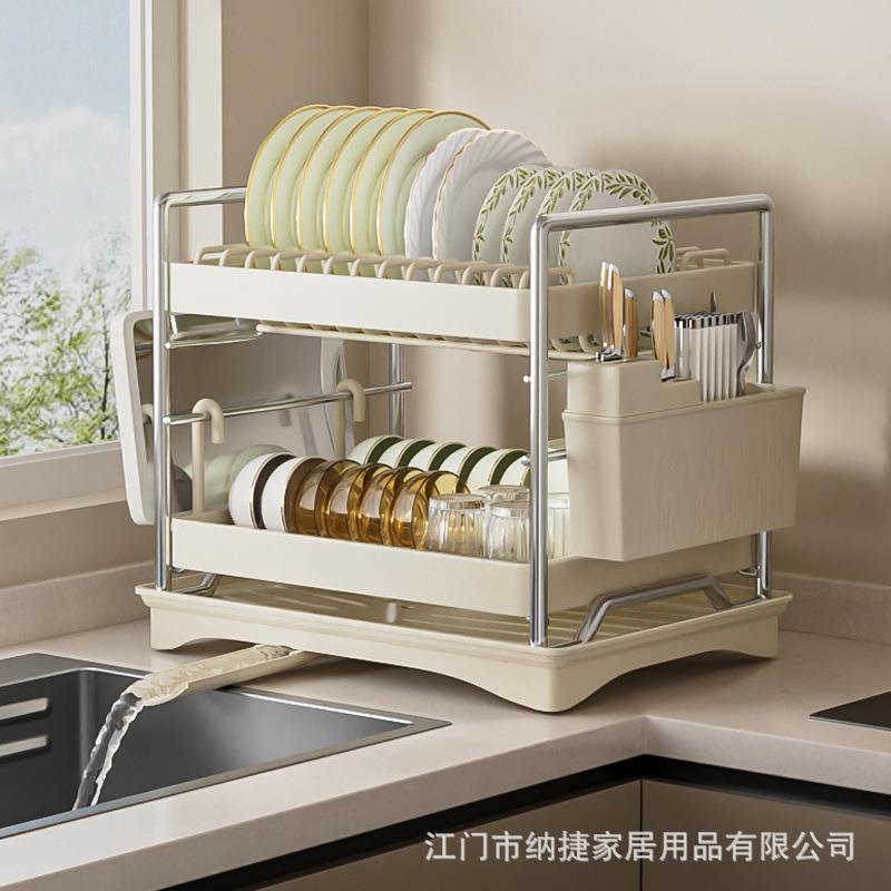 不锈钢厨房碗架沥水架置物架门型碗碟架盘子收纳架子碗柜台面多层