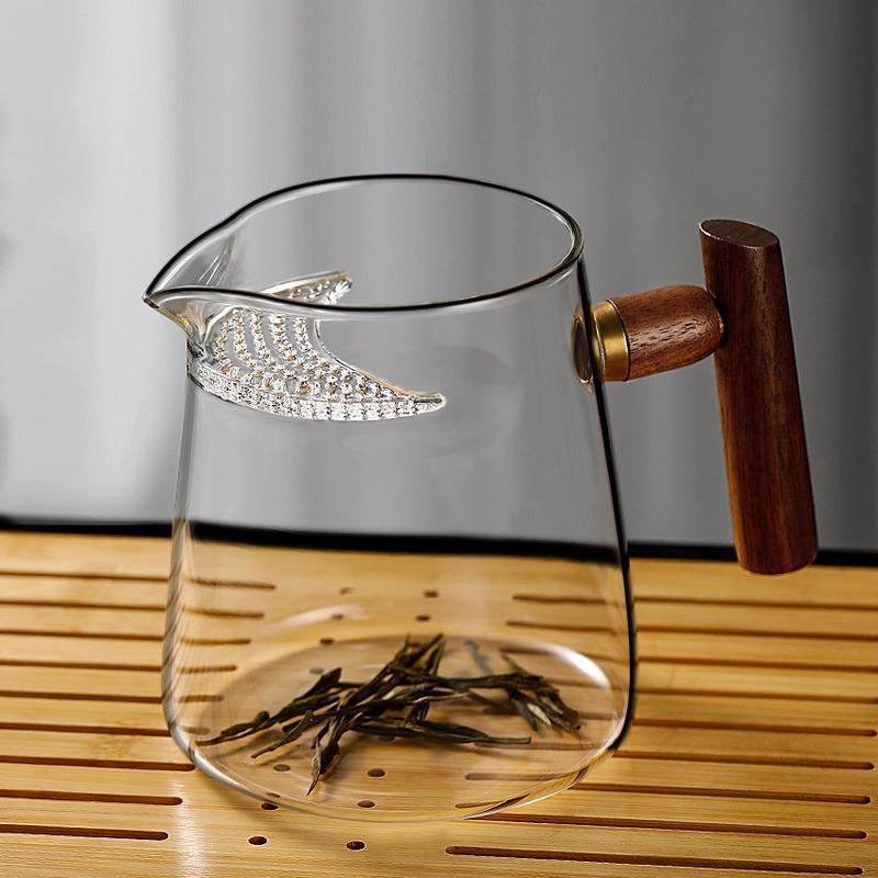 爆款玻璃公道杯 加厚分茶器 茶水分离月牙杯过滤茶杯茶漏一体