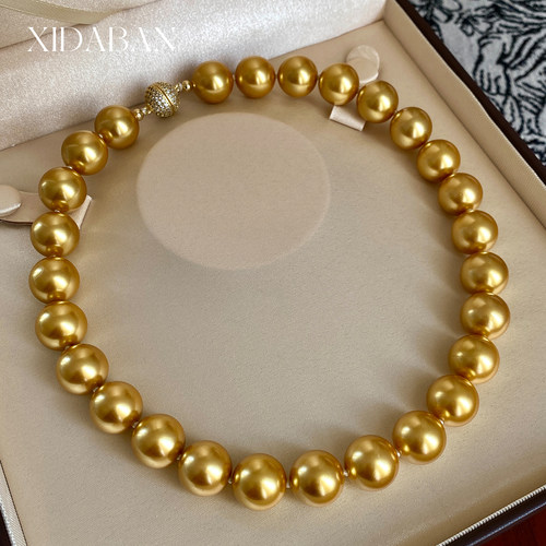 西大班正圆强光南洋金珠项链女