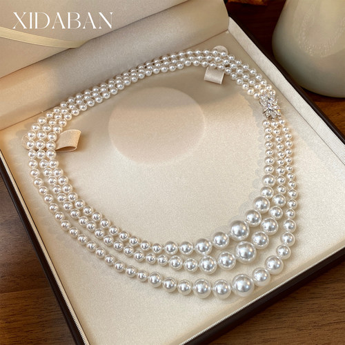 深海澳母贝珍珠项链多层叠戴百搭