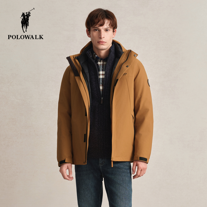 【一衣三穿】POLOWALK冬季新品男式羽绒服户外休闲保暖连帽外套男