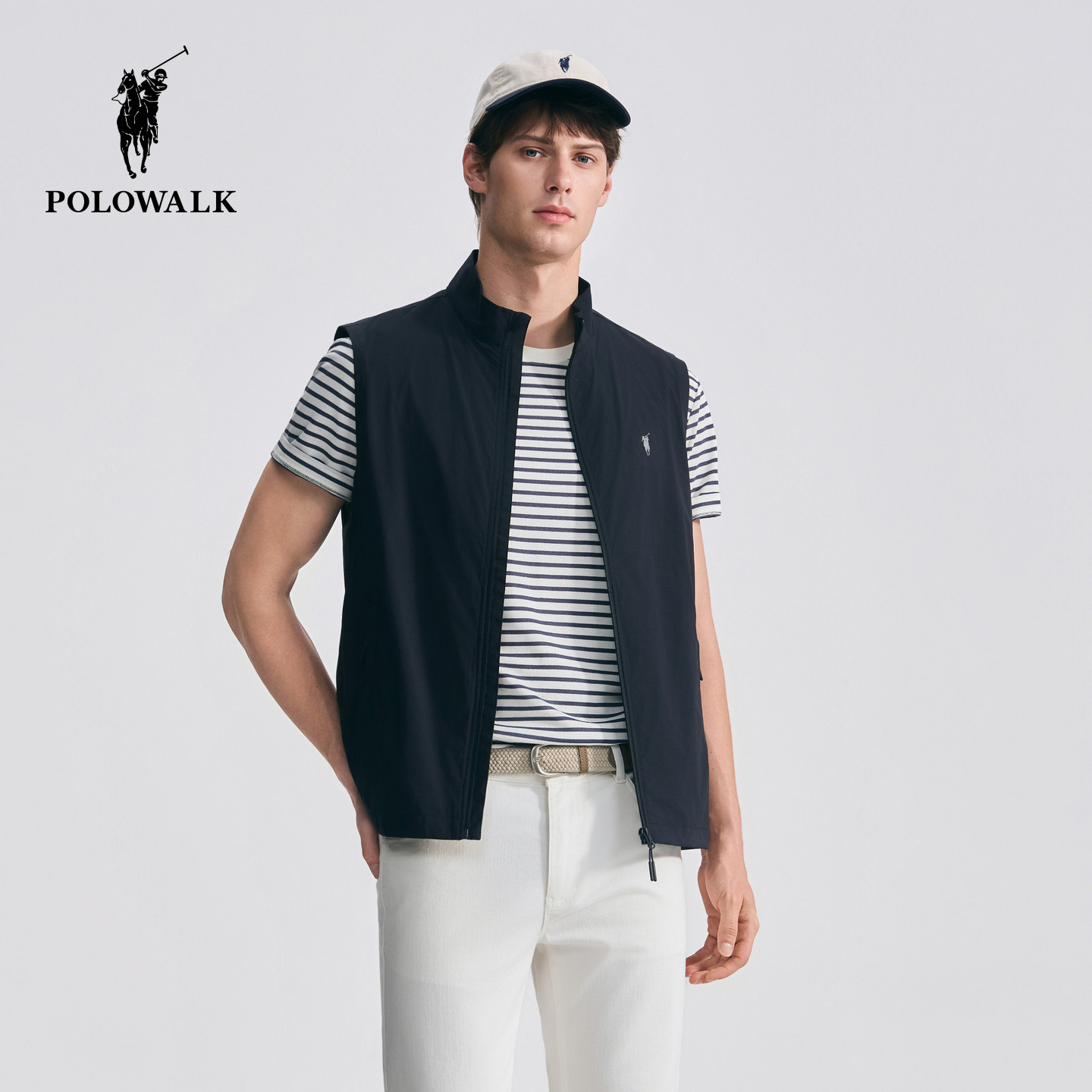 【UPF50+】POLOWALK男式马夹2026春季新品简约百搭立领防晒背心