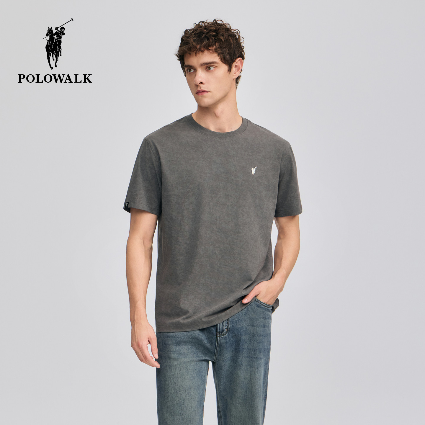 POLOWALK男式短袖圆领T恤2025夏季新品复古保罗轻薄打底衫上衣