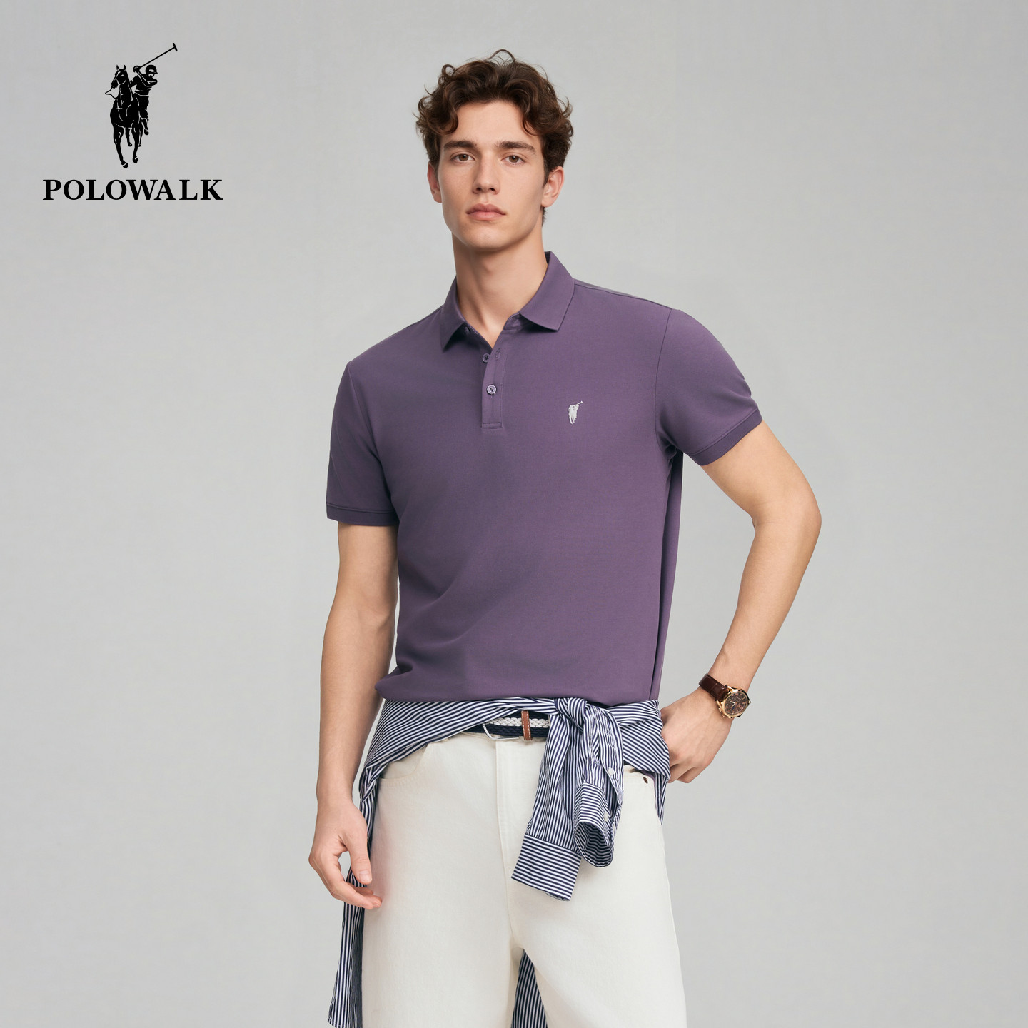 POLOWALK男式短袖POLO衫2026夏季新品简约休闲短袖POLO衫套头上衣