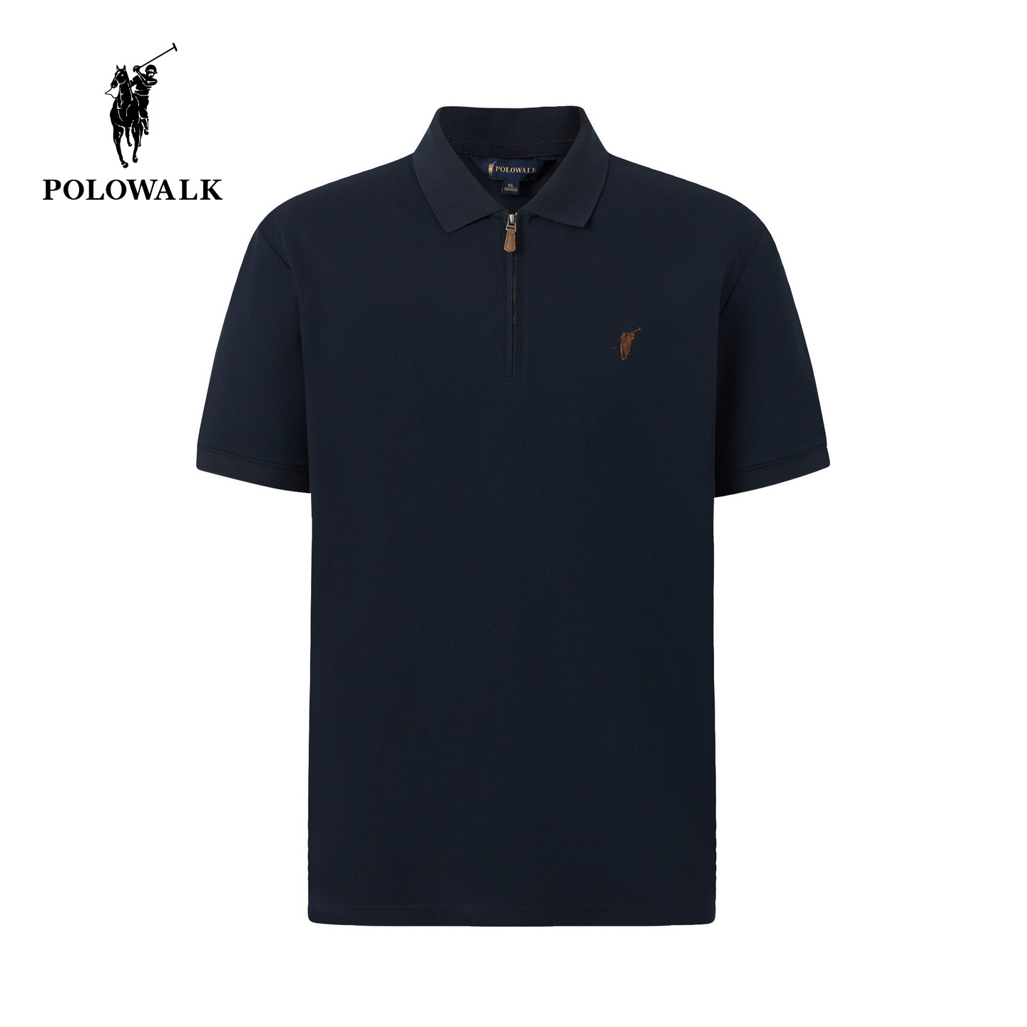 POLOWALK男式短袖POLO衫2026夏季新品经典纯色通勤短袖拉链POLO衫
