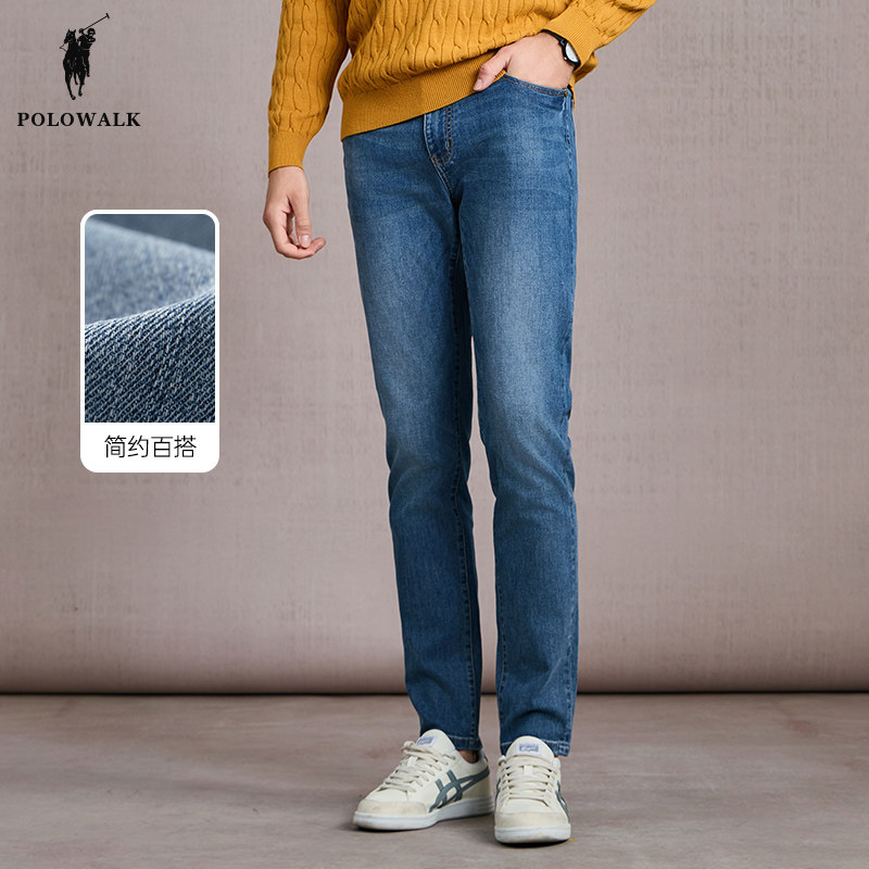 POLOWALK复古港风男士牛仔裤春季新款日常百搭修身长裤子男