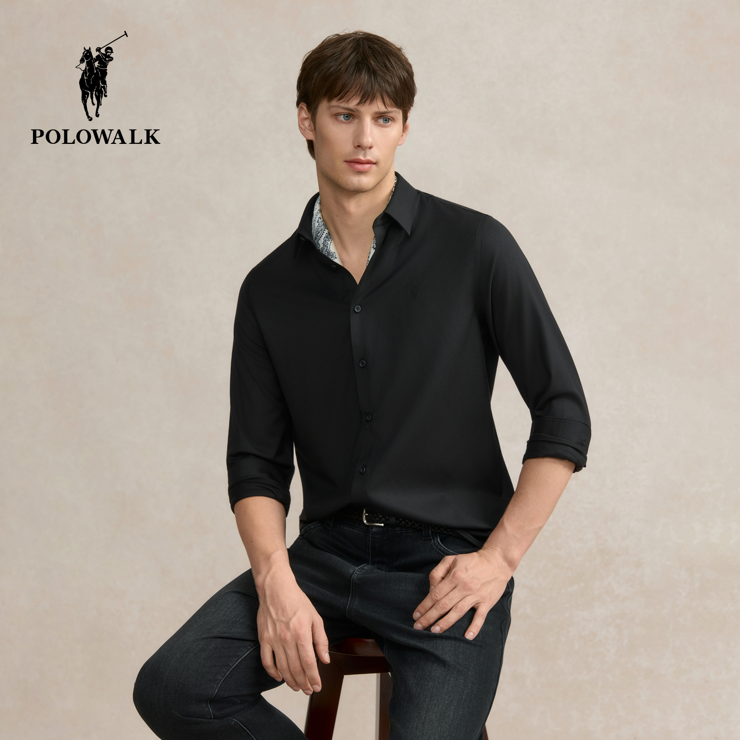 【5A抗菌 免烫】POLOWALK男装长袖衬衫2025秋季新品简系男式衬衣