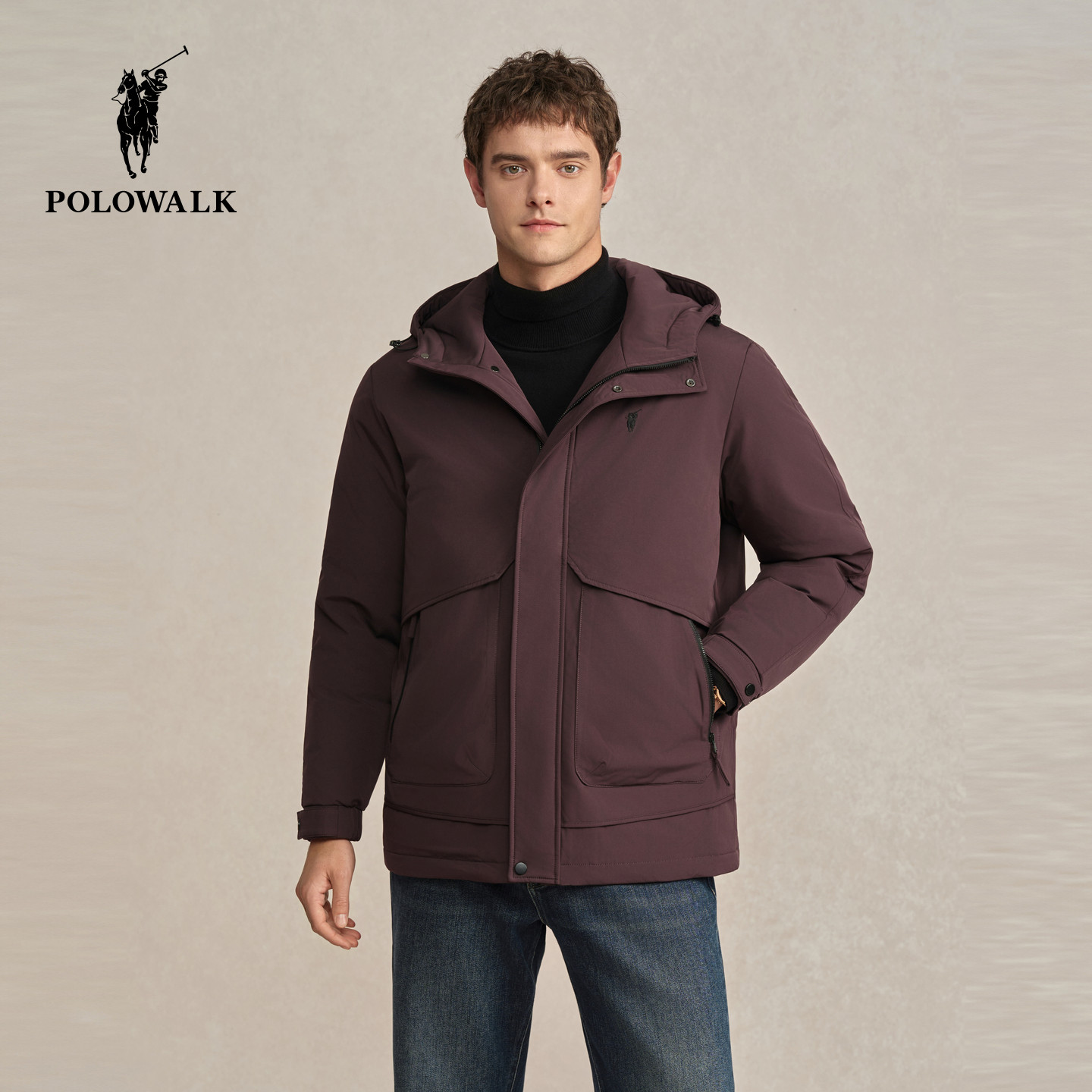 POLOWALK男式羽绒服2025冬季新品90鸭绒立领连帽百搭羽绒服外套,男装,羽绒服,淘宝优惠券,粉丝福利购,淘宝优惠卷