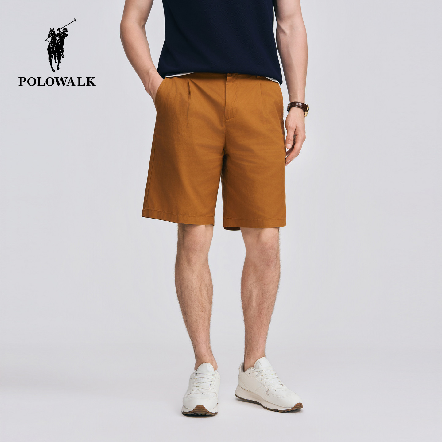 【含亚麻】POLOWALK男式短裤2026夏季裤新品直筒显瘦休闲五分裤