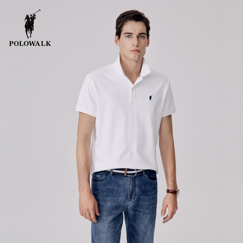POLOWALK商务短袖polo衫男式夏装薄款翻领保罗短袖T恤休