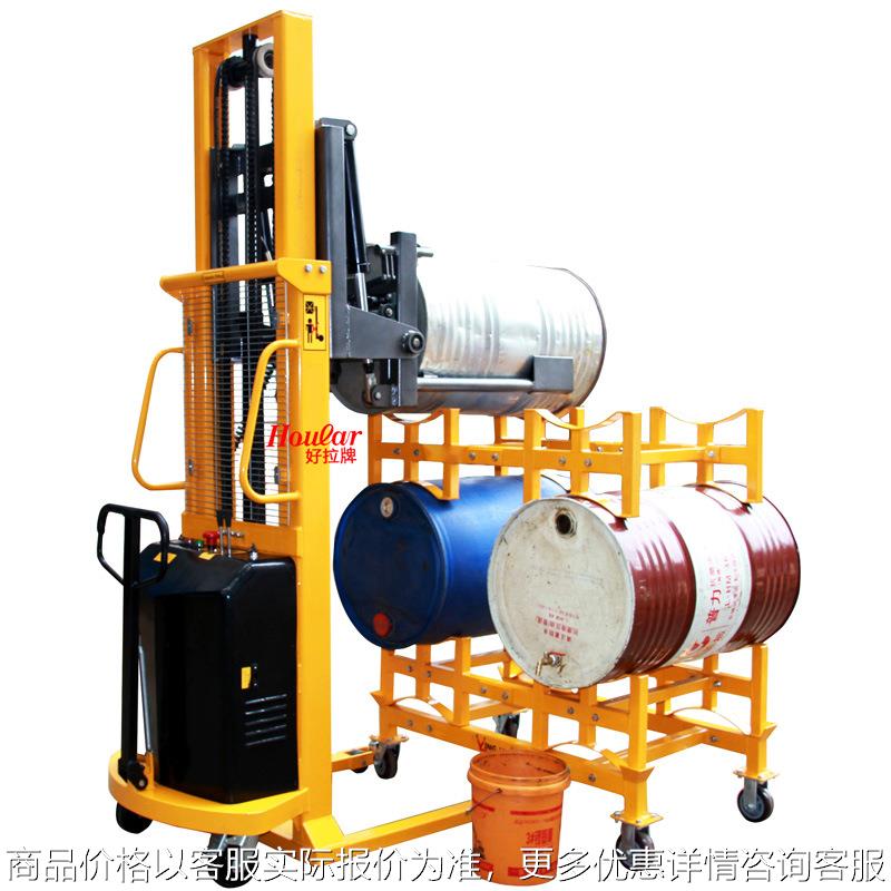 现货供应自动支杆横向升降钢制油桶堆高车YL50半电动油桶堆放车