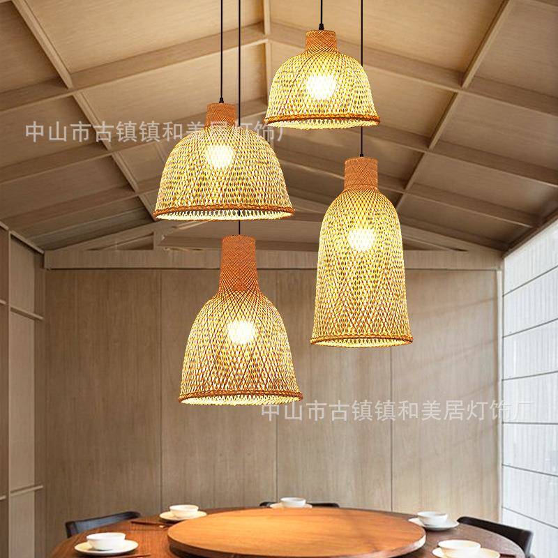 中式竹编吊灯创意吧台民宿竹灯笼饭店茶室火锅店日式餐厅竹艺灯具