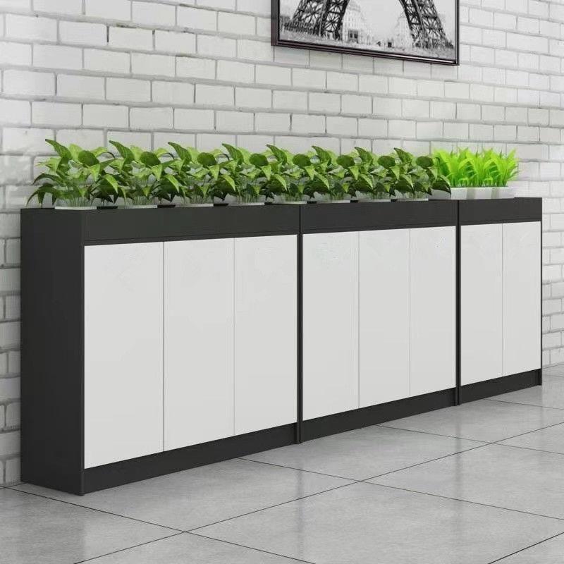 办公室隔断柜木质文件柜矮柜花槽柜员工储物柜靠墙白色桌边柜侧柜