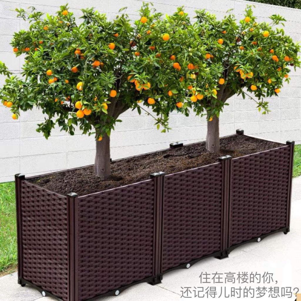 种植箱阳台楼顶庭院蔬菜长方形花槽塑料花盆家用家庭种菜箱