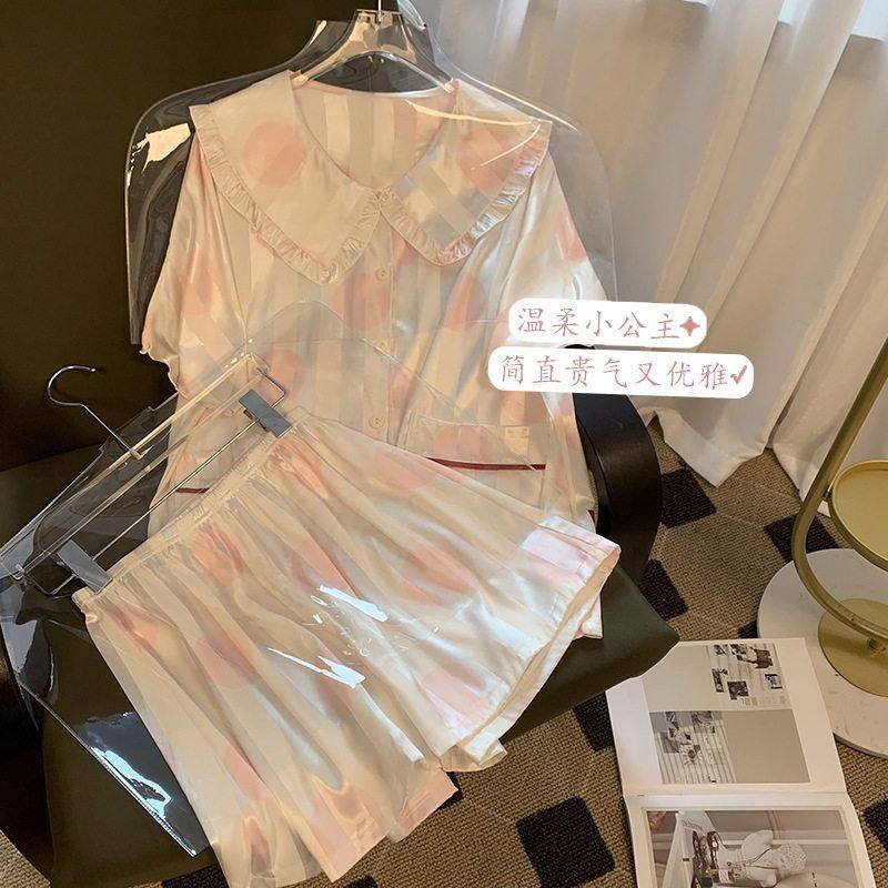 高级感冰丝睡衣女夏天薄款短袖短裤粉色波点少女丝绸家居服套装,女士内衣/男士内衣/家居服,睡衣/家居服套装,淘宝优惠券,粉丝福利购,淘宝优惠卷