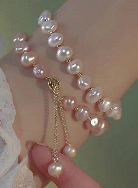 Ladies' Freshwater Pearl Hand String Pearl Bracelet 珍珠手錬