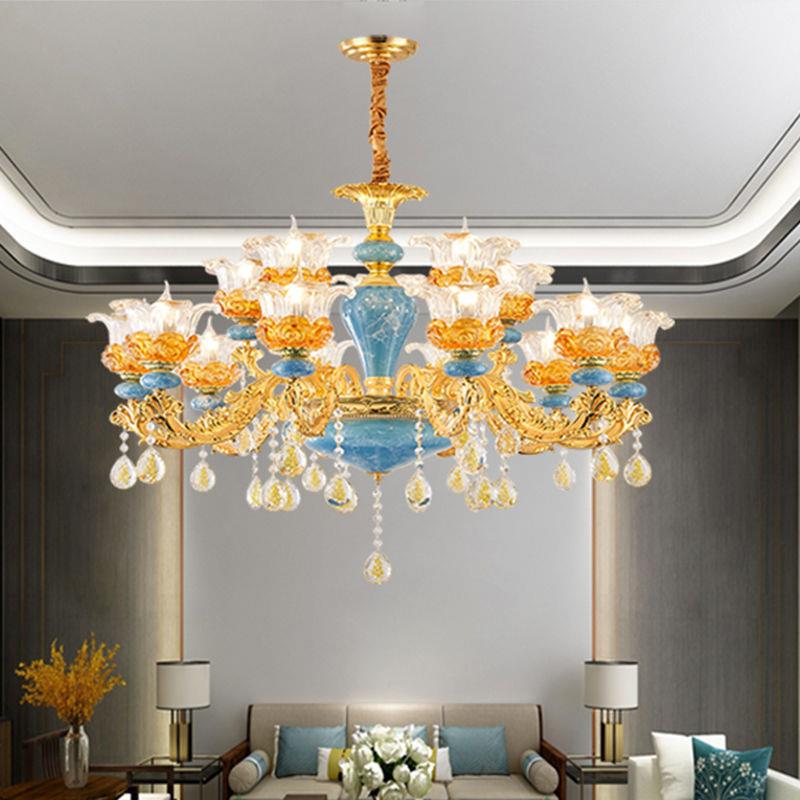 欧式水晶吊灯现代简约客厅吊灯大气轻奢餐厅卧室灯豪华别墅大厅灯