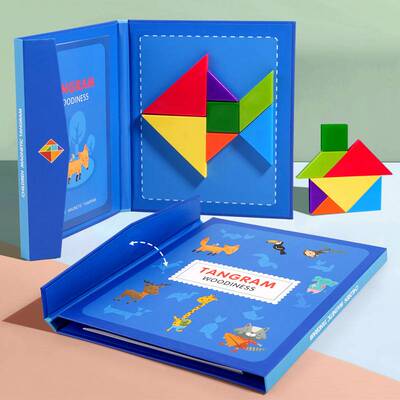 跨境儿童益智力早教玩具塑料磁性七巧板教具一年级小学生拼图拼版