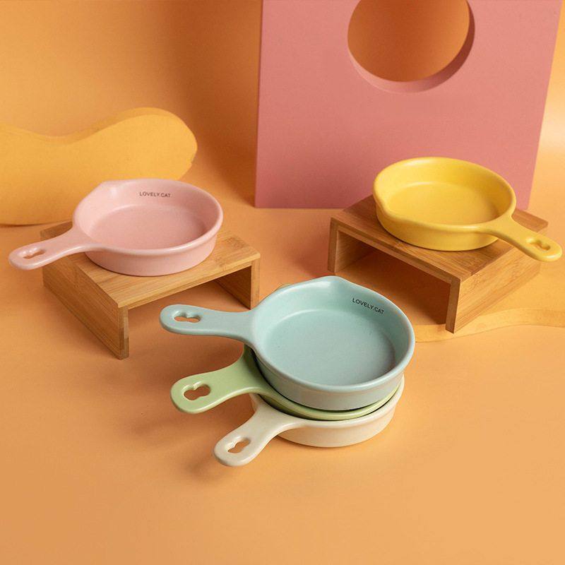 韩国bd同款平底锅猫碗陶瓷慢食碗单柄饮水碗防黑下巴罐头碗宠物碗,宠物/宠物食品及用品,宠物智能碗,淘宝优惠券,粉丝福利购,淘宝优惠卷