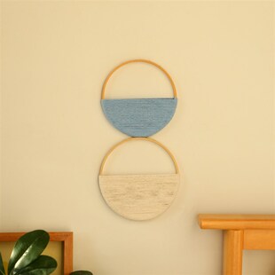 波西米亚风双圆形组合轻奢置物架墙饰纯手工编织壁挂家居饰品挂件