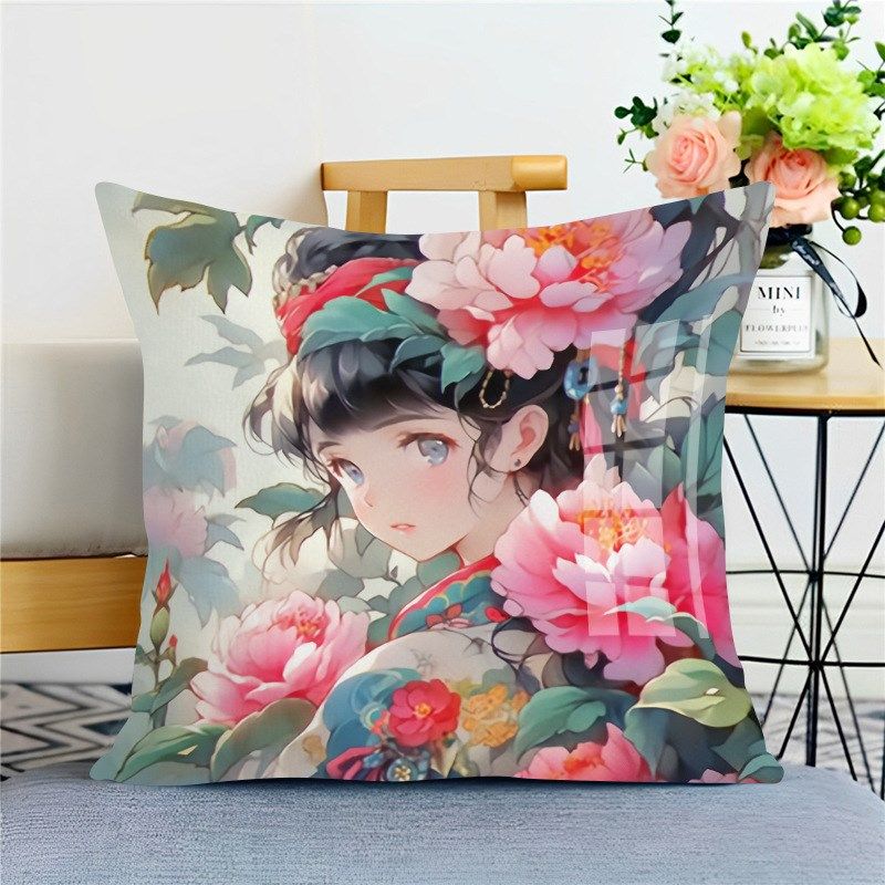 花季少女新款十字绣抱枕枕套靠枕沙发卧室车上自己绣满绣