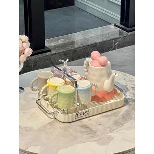 乔迁新居送人 客厅茶几高档陶瓷杯架茶具喝水杯子家用待客水具套装