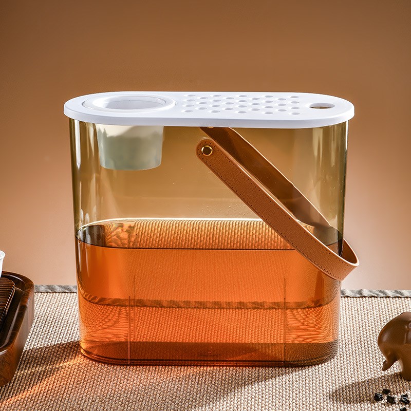 办公室茶台茶渣分离透明塑料茶水桶客厅桌面小型沥水茶渣桶收纳桶