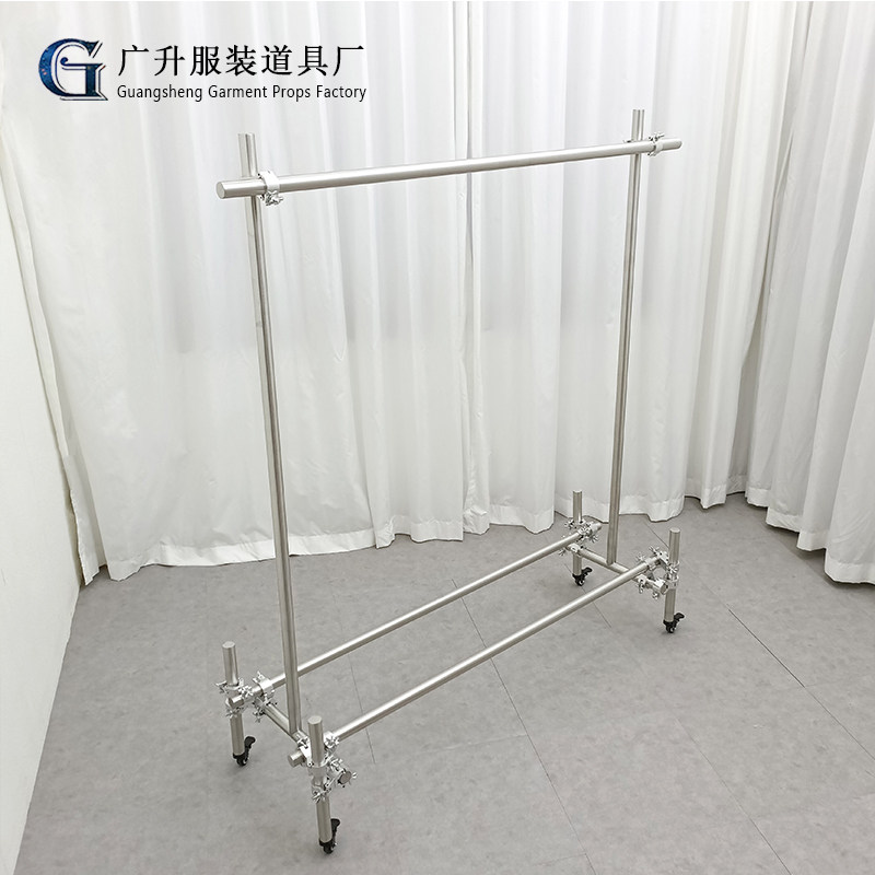 工业风服装店展示架买手店脚手z架移动挂衣架落地式不锈钢带轮货