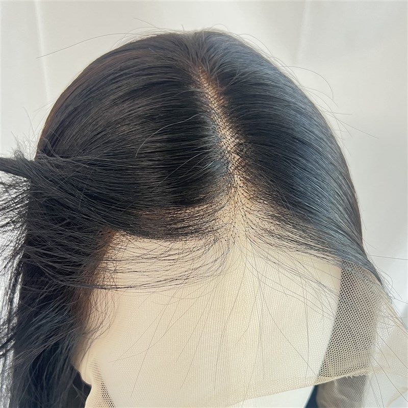 全蕾丝全手织真人发透气光v头化疗发际线蓬松长发全头套整顶假发